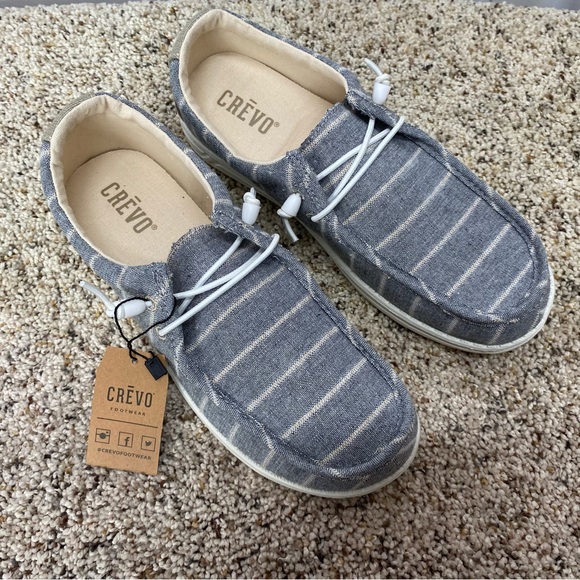 Crevo Womens size 7 slip on shoes gray striped memory foam new with tags - Picture 2 of 9